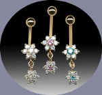 14K GOLDダングルジェムクラスター